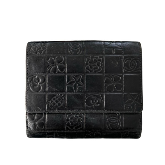 Authentic CHANEL Black Lambskin Leather Lucky Charms Embossed Bifold Wallet - Picture 7 of 16